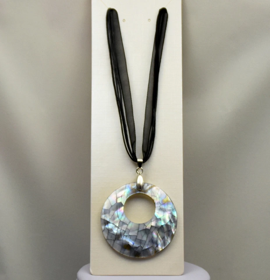 Perlmutt-Schmuck, Halsketten-Anhänger, Perlmutt- Anhänger mit Bänder 1 Stück neu - Bild 2 von 2