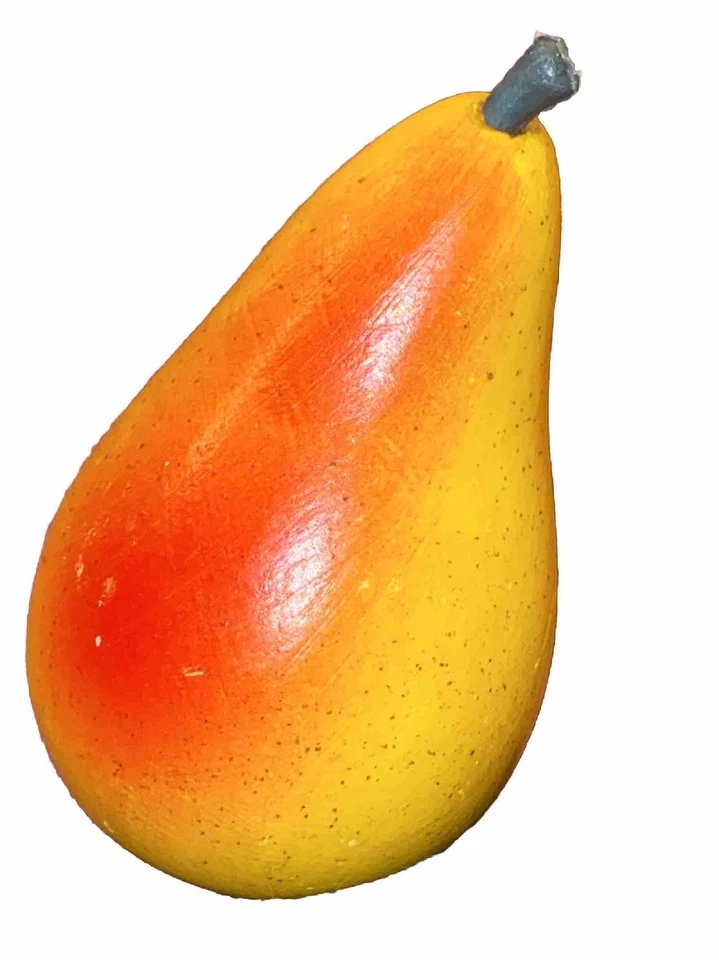 VTG Soap Stone Fruit Pear Yellow Red Speckled Realistic Painted Food Decor - Image 3 of 4