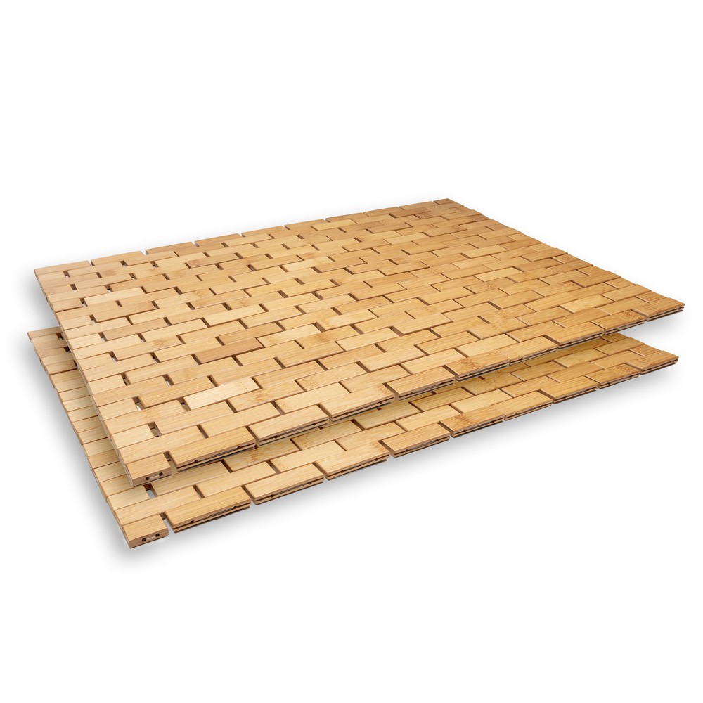 UmiBoo 2-Pack Bamboo Bath Mat 24x16 Inches Soft Non-Slip Medium Size