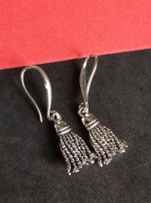 Tibetan Silver Tassel Swing Earrings On Comfort Silver Or Surgical Steel Hook