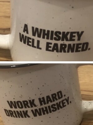 Set 2 Knob Creek Ceramic Coffee Mugs Bourbon whiskey Well Earned Work Drink Gift