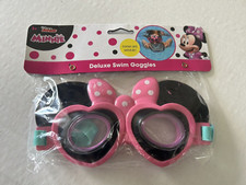 Minnie Mouse Deluxe Swim Goggles Ages 3 Pink Disney Jr New UV Protection