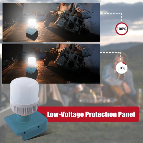 Dimmbar LED Arbeitsleuchte Licht E27 Glühbirnen Lampe Für Makita 18V Li-ion Akku - Bild 7 von 7