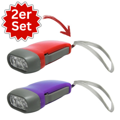 2x Dynamo Lampe Kurbellampe Taschenlampe Notfall Survival Leuchte Lampe 3 LED