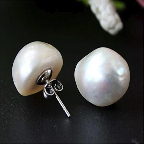 Handmade Freshwater pearls White Baroque Pearl Earrings 18k Crystal Ear Cuff - Picture 2 of 7