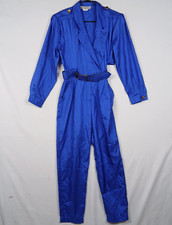 Vintage Joan Walters Jumpsuit Romper 1980s Blue Size 8 Belted