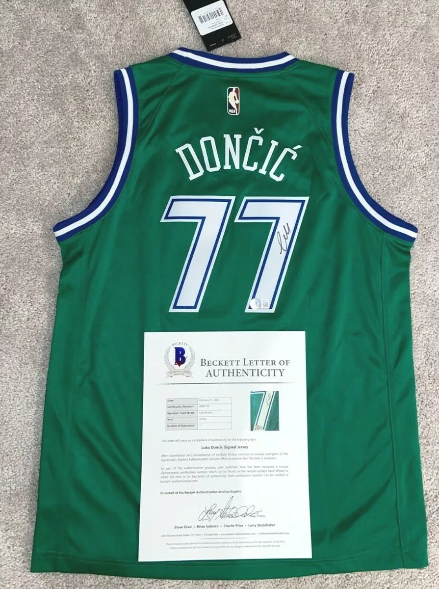 Original NBA Men's AU Blue Green White Dallas Mavericks #77 Luka Doncic  Players Court Authentic Jerseys