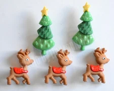 Reindeer Games Holiday Shank Buttons / Trees & Deer / Jesse James Dress It Up