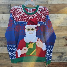 Holiday Time Ugly Christmas Santa Sweater Size M