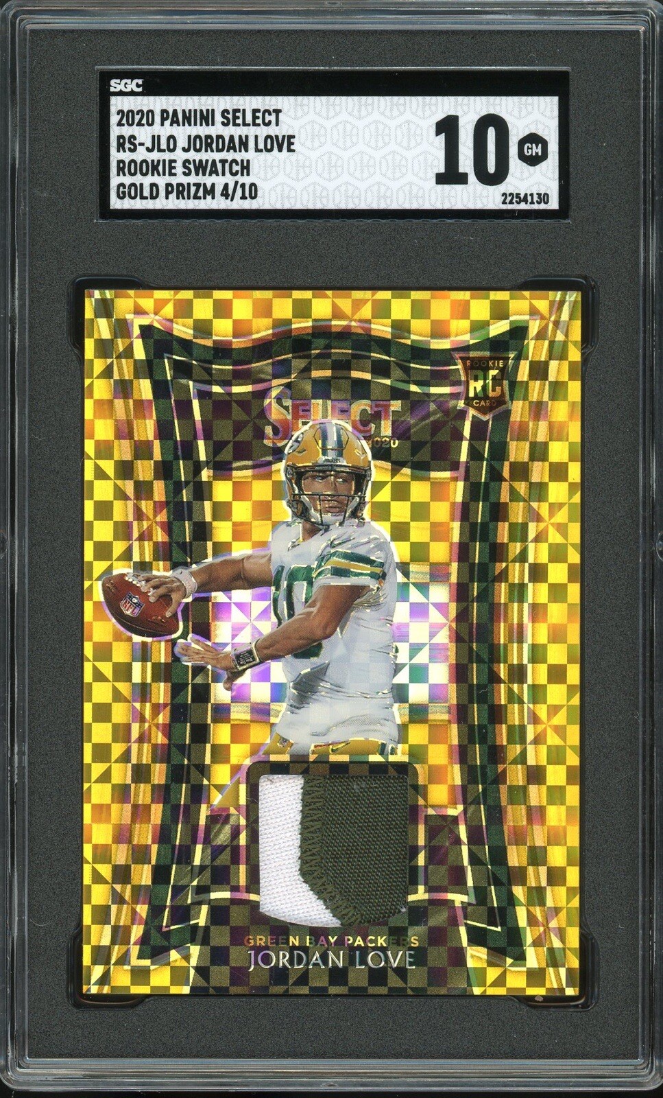 Jordan Love Panini Select Rookie Swatches Prizm #RSJLO Gold