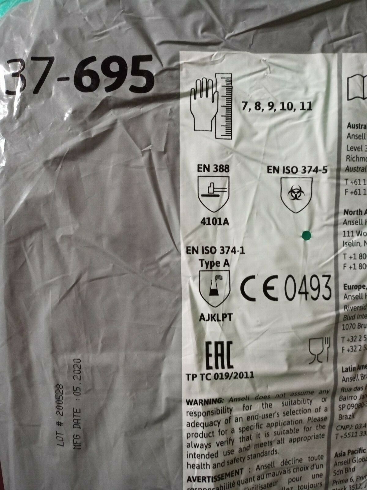 Gants ANSELL Alphatec Solvex 37695 taille 10 pour éviter l'irritation cutanée par solvant