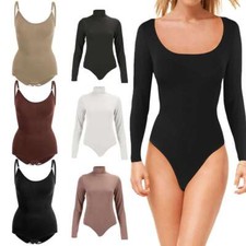 Women's Bodysuit Long Sleeve/Sleevelss Solid Stretch Tops Body T-shirt NEW