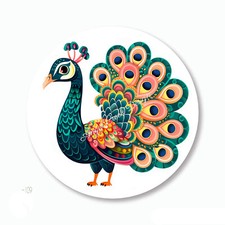 CUTE Peacock Scrapbook Stickers Envelope Seals Peacock Favors Labels