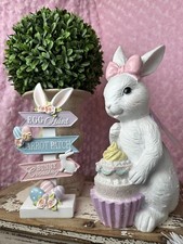 NUEVO CON ETIQUETAS 12” Dulces Golosinas Primavera Pastel Pascua Conejito Niña Con Brillo Decoración Cupcake
