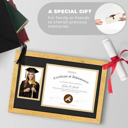 Marco de documentos 11x17 para diploma de 8x10 y cuadro de madera maciza de 4x6 con vidrio real Foto 4 de 4