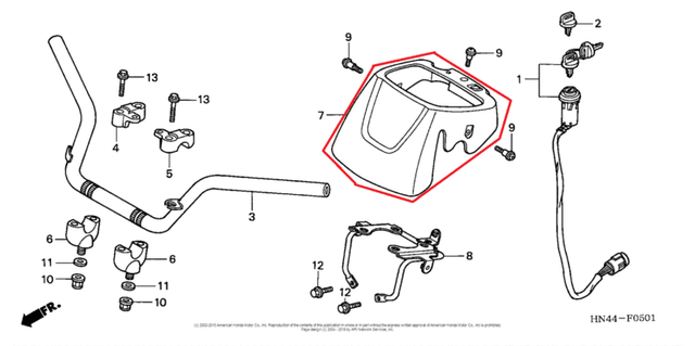 Honda Rancher 350 Fe 02 Gauge Housing Upper 19158