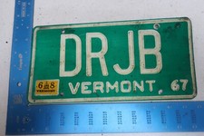 Vermont License Plate Tag 1967 1968 Vanity Natural Sticker DRJB Doctor DR (#2)