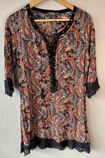 Miss Me Womens Black Casual Dress Small Paisley Lace Tunic