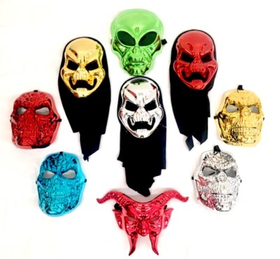 Chrom Masken Teufel Ghul Alien Halloween Maskerade Glanz Dämon Metallic