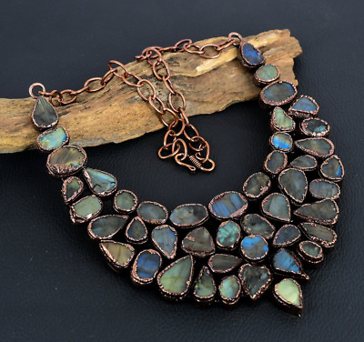 Labradorite Rough Handmade Gemstones Electroformed Necklace Jewelry