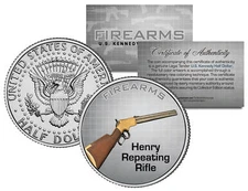 HENRY REPEATING RIFLE Gun Firearm JFK Kennedy Half Dollar US Colorized Coin