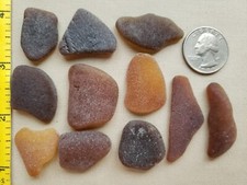 GENUINE BEACH SEA GLASS SURF TUMBLED CHOCO BROWN HONEY FROSTED LARGE PENDANTS L1