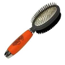 GoPets Professional Double-Sided Pin & Bristle Brush: Orange and Grey