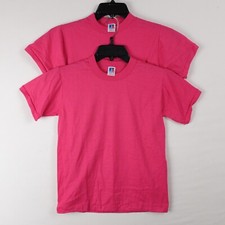 VINTAGE Russell Athletic Youth M Raspberry T-Shirts - Lot of 2