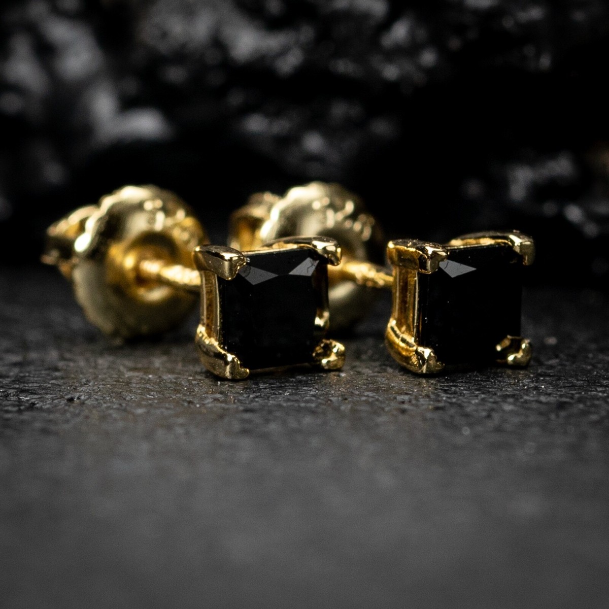 Black Onyx Earrings Black Gold Earrings For Men Mens Small