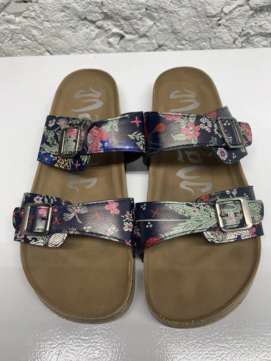Mad Love Women s Keava Footbed Sandal Blue Floral Flower SIZE 12