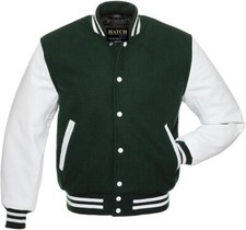 Men’s Varsity Baseball Jacket Wool Body Genuine Cowhide Leather Arms Varsity