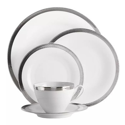 Michael Aram WHITE AND PLATINUM Silversmith 5-Piece Place Setting
