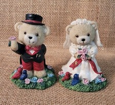 Bride  Groom Resin Bear Figurine Set Wedding Anniversary First Christmas Gift