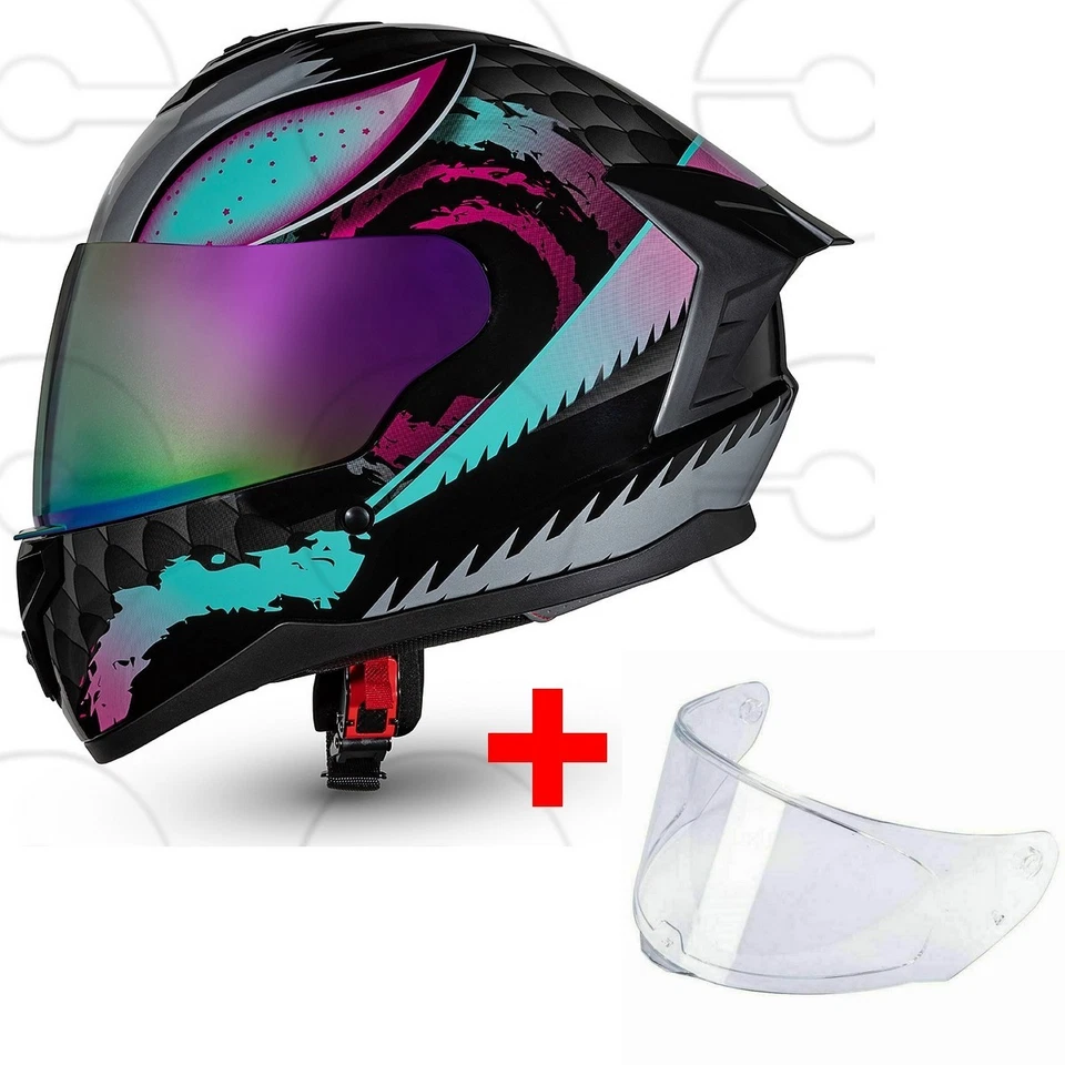 CRUIZER Casco moto Integrale Omologato grafico visiera singola trasparente viola