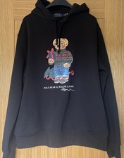 Ralph Lauren Polo Bear Felpa con Cappuccio in Pile Nera Media Vacanze/Inverno Orso