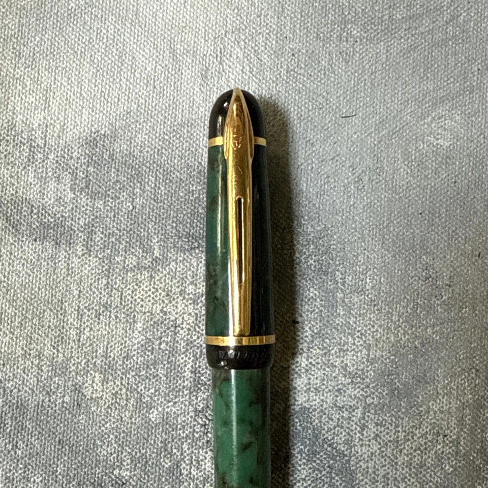 Pluma Waterman Phileas BP mármol verde mármol con adornos dorados usada Foto 2 de 4