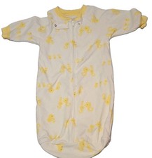 Vintage Carter's Yellow Duckie Fleece Sleep Sack Infant Wearable Gown One Size