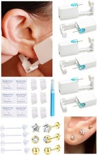 KRFY Ear Piercing Kit Sets, Disposable Stainless Steel Style 1-Gold