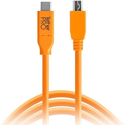 TETHER TOOLS TETHERPRO USB-C TO 2.0 MICRO-B 5-PIN CABLE - 15', ORANGE