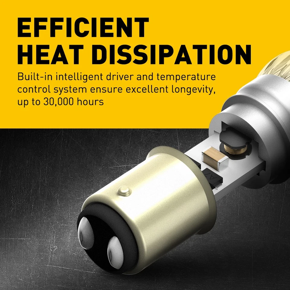 2x AUXITO 1157 7507 LED Señal de giro Freno Inverso Estacionamiento Bombilla Ámbar Nuevo Foto 3 de 4