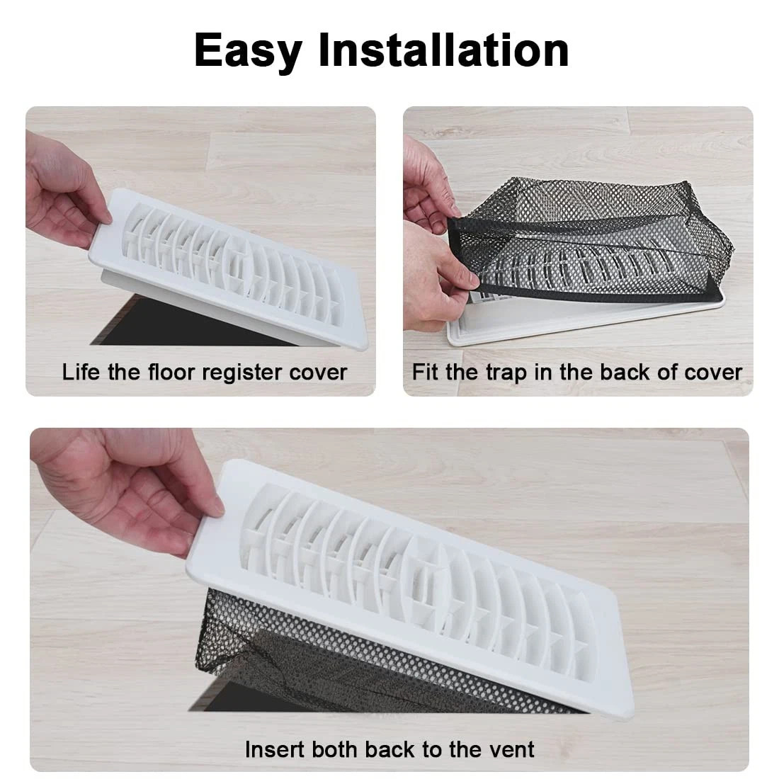 как выглядит 6 Pack 4x14 Floor Register Trap Cover Screen Air Vent Cover Mesh Filter for Home фото