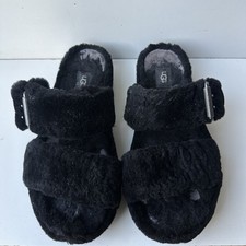 Ugg Fuzzy Slippers Fuzz Yeah Slides Sheepskin Sandals Size: 10 Color Black