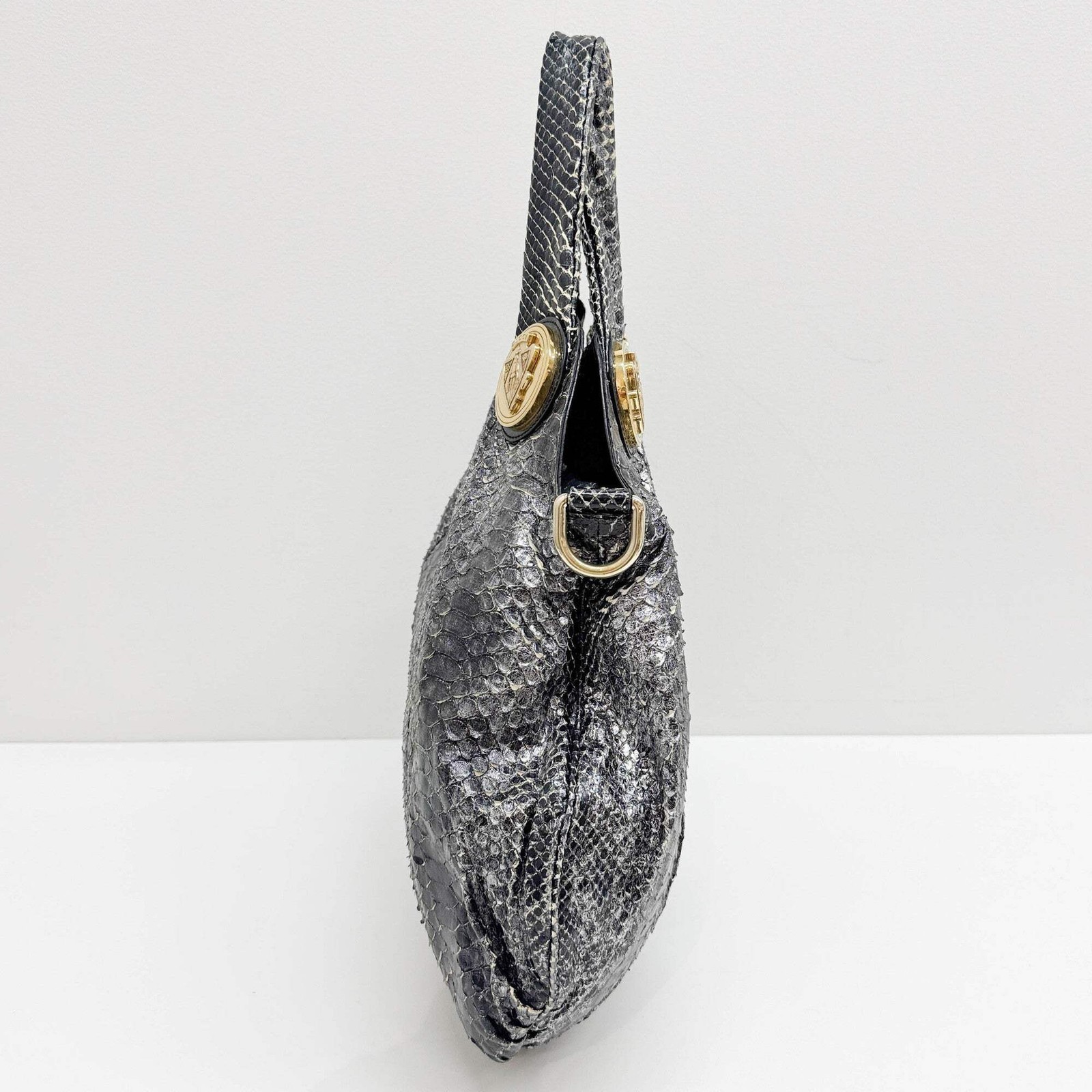 GUCCI Hysteria Black Python Embossed Leather Two … - image 6