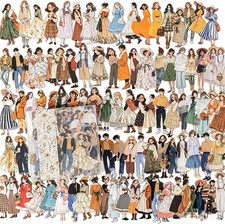 100Pcs Scrapbook Stickers Fashion People Kawaii Characters Junk Journal Journali