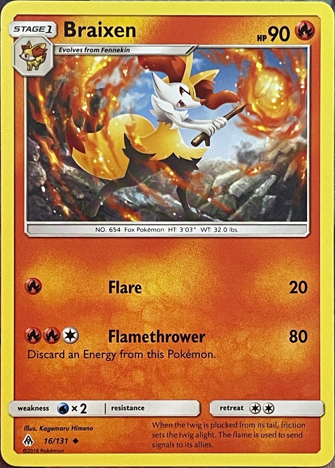 Braixen - 16/131 - Forbidden Light Pokemon 2018