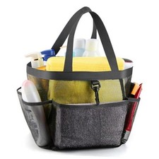 Mesh Shower Caddy Portable for College Dorm Room Essentials with 8 Dark black