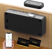Smart Cabinet Lock Adhesive No-Drill Child Proof RFID Bluetooth Keyless Black