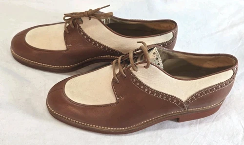 *Scarpe eleganti vintage Gucci Spectator uomo 41D marrone beige Italia Derby Oxford