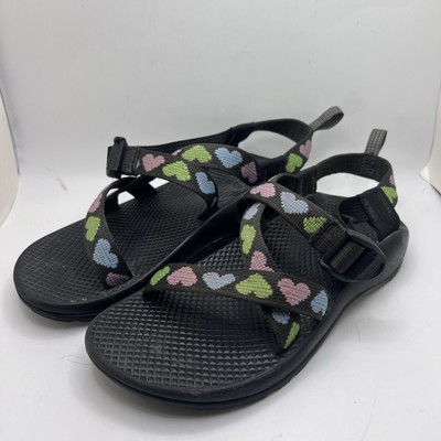 Chaco Kids Junior Sz 4 Z/1 Ecotread Heart Print Sports Sandals Open Toe