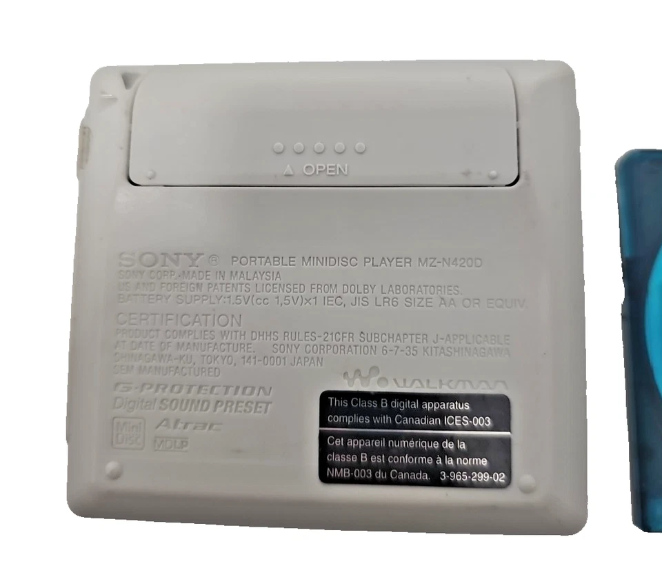 Reproductor de música digital Walkman Sony MZ-N420D Psyc Net MD con mini disco probado/¡Funciona! Foto 4 de 4